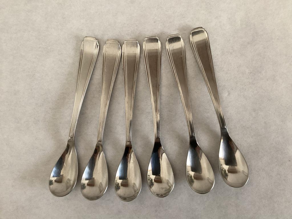 Zes vintage theelepels G Sola Z model 840, Antiek en Kunst, Antiek | Bestek, Ophalen of Verzenden