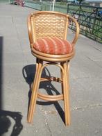 Vintage riet rotan barkruk hoge draaibare barstoel, Ophalen, Gebruikt, Riet, 90 cm of meer