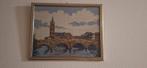 Mooi geborduurd van de Stene brug in Roermond, Huis en Inrichting, Ophalen, Minder dan 50 cm, Zo goed als nieuw, Schilderij