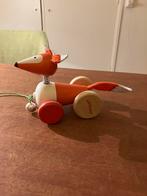 Janod houten trekfiguur vos met belletje, Ophalen of Verzenden, Zo goed als nieuw