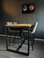 Mango Houten Tafel met 4 Suede Stoel, Huis en Inrichting, Complete eetkamers, 4 tot 6 stoelen, Zo goed als nieuw, Ophalen