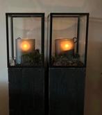 2 Windlicht twee windlichten kandelaar showcase hooghuys, Ophalen, Zo goed als nieuw, Hout