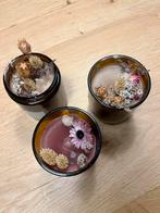 Hand gemaskte kaarsen met droogbloemen, Ophalen, Zo goed als nieuw, Overige materialen, Minder dan 25 cm