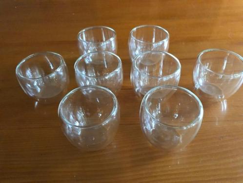 set van 8 espresso glaasjes dubbelwandig glas, Huis en Inrichting, Keuken | Servies, Zo goed als nieuw, Glas of Glazen, Overige stijlen