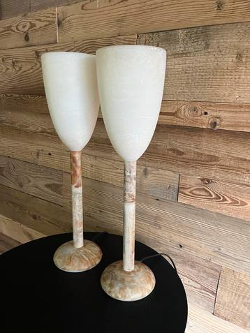 Prachtige vintage Albasten Lampen Set beschikbaar voor biedingen