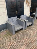 2 Grijze stoelen, Tuin en Terras, Tuinsets en Loungesets, Ophalen, Zo goed als nieuw, Hout