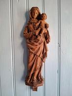 Prachtig houten Mariabeeld met Jezus handgemaakt, Antiek en Kunst, Antiek | Religie, Ophalen of Verzenden