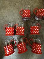 THEEGLAZEN 🫖 ROOD MET WITTE STIPPEN POLKADOT, Ophalen of Verzenden, Glas, Overige stijlen, Glas of Glazen