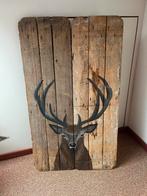 Mooie landelijke houten schilderij hert, Ophalen, Zo goed als nieuw