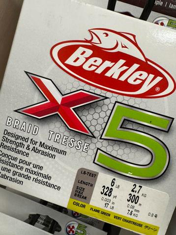 sale ! berkley x5 gevlochten lijn 300m rollen 8/00 t/m 40/00 beschikbaar voor biedingen