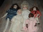 5 vintage poppen met stenen hoofden, handjes en voeten, Ophalen of Verzenden, Gebruikt, Pop