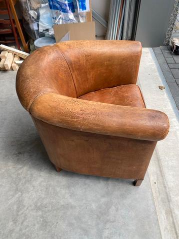 Vintage Leren Fauteuil beschikbaar voor biedingen