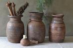 Oude houten Himachal pot / Nepalese kruik, Ophalen, Overige materialen, Gebruikt, Overige kleuren