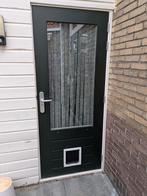 Hardhouten achterdeur met veiligheidsbeslag en - scharnieren, Ophalen, Gebruikt, 80 tot 100 cm, Buitendeur