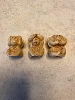 Drie Wijze Aapjes Beeldjes, vintage hars setje, Verzamelen, Beelden en Beeldjes, Ophalen of Verzenden, Gebruikt