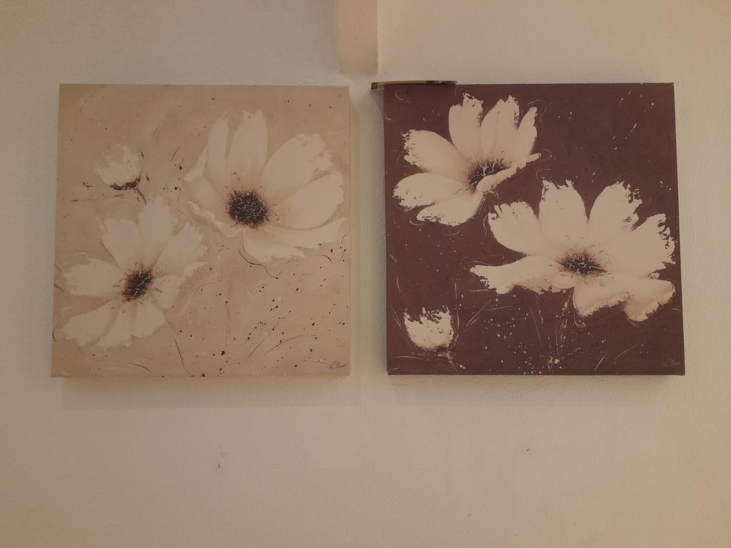 Tweeluik bloem schilderij op canvas - Angie Thomas, Ophalen, Nieuw