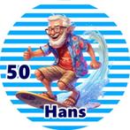 CD202 icing frosting opa 50 jaar surfing 20cm eetbare print, Nieuw, Versiering, Ophalen of Verzenden, Taarten