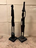 2 Afrikaanse handgesneden beelden, Antiek en Kunst, Kunst | Beelden en Houtsnijwerken, Ophalen of Verzenden