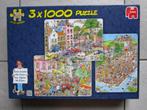 JAN VAN HAASTEREN COMBI : 3 puzzels á 1000 stukjes nr.81200, Ophalen of Verzenden, 500 t/m 1500 stukjes, Zo goed als nieuw, Legpuzzel