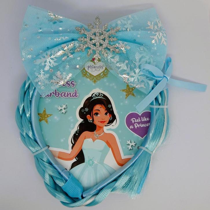 Nieuw ! Blauwe Frozen Elsa Vlecht Diadeem + IJsvlok En Tule, Kinderen en Baby's, Carnavalskleding en Verkleedspullen, Nieuw, Meisje