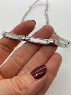 Z602 Prachtige zilveren ketting met parelmoer, Sieraden, Tassen en Uiterlijk, Antieke sieraden, Ophalen of Verzenden, Zilver, Ketting