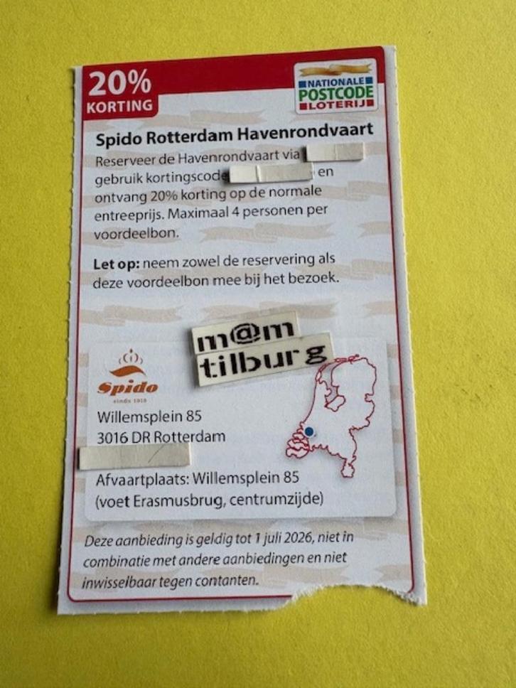 Spido Rotterdam Havenrondvaart 20% korting, Tickets en Kaartjes, Kortingen en Cadeaubonnen, Drie personen of meer, Overige typen