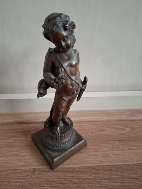 Antiek brons beeldje (1 vleugeltje ontbreekt), Antiek en Kunst, Antiek | Koper en Brons, Brons, Ophalen of Verzenden