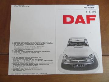 Prijslijst DAF personenauto's, DAF bestelauto's 1971 België beschikbaar voor biedingen