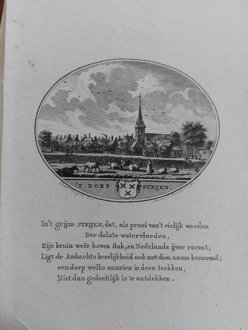 35 / Strijen Hoekschewaard Gravure 18e eeuw van Ollefen, Antiek en Kunst, Kunst | Etsen en Gravures, Ophalen of Verzenden