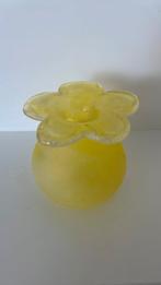 Vaas Glas Geel Bloem Frosted, Huis en Inrichting, Woonaccessoires | Vazen, Overige kleuren, Ophalen of Verzenden, Minder dan 50 cm
