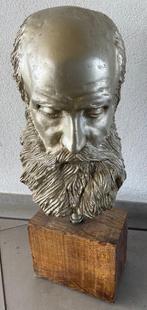 Beeldhouwwerk Baard Man Beeld Hoofd Gips Klei Art Sokkel, Antiek en Kunst, Ophalen