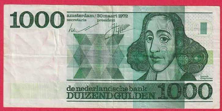1000 gld 1972 0404207226 (spinoza) omloop exemplaar, Postzegels en Munten, Bankbiljetten | Nederland, 1000 gulden, Ophalen of Verzenden