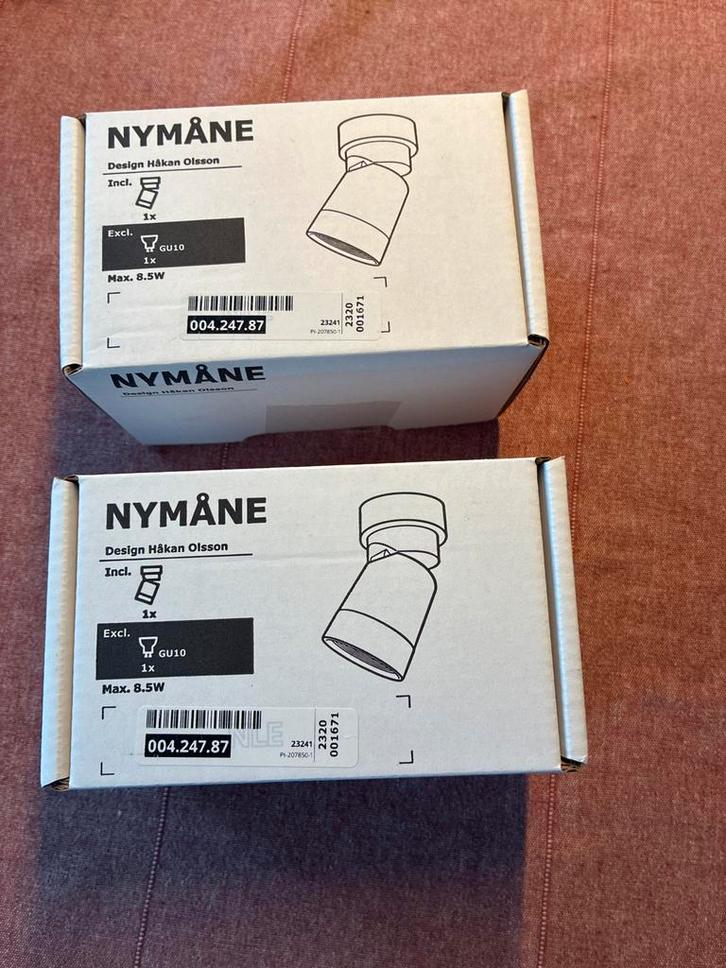 Twee witte Nymåne spotjes, Huis en Inrichting, Lampen | Spots, Nieuw, Metaal of Aluminium, Ophalen