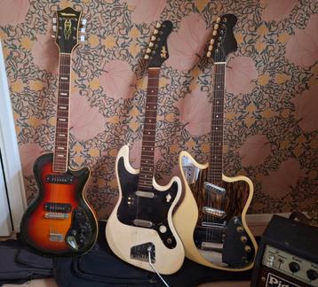 Vintage elektrische gitaar drie stuks  beschikbaar voor biedingen