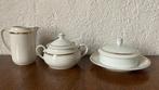 Servies antiek wit porselein goud randje - melk suiker boter, Ophalen of Verzenden