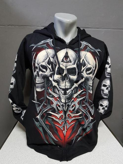 Zwart vest, Skulls, printvest, Kleding | Heren, Truien en Vesten, Nieuw, Overige maten, Zwart, Ophalen of Verzenden