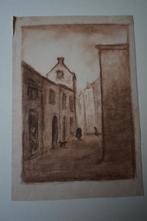THEO L`HERMINEZ KRIJT TEKENING 1941 STRAATJE FIGUREN K45, Antiek en Kunst, Verzenden