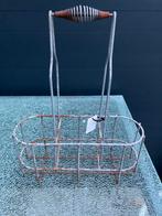 Vintage metalen flessenmand, Huis en Inrichting, Woonaccessoires | Schalen en Manden, Overige materialen, Gebruikt, Mand, Ophalen of Verzenden