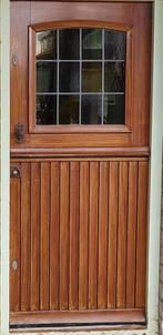 Hardhouten boerendeur met glas in lood, linksdraaiend, Doe-het-zelf en Verbouw, Ophalen, Gebruikt, 80 tot 100 cm, Buitendeur