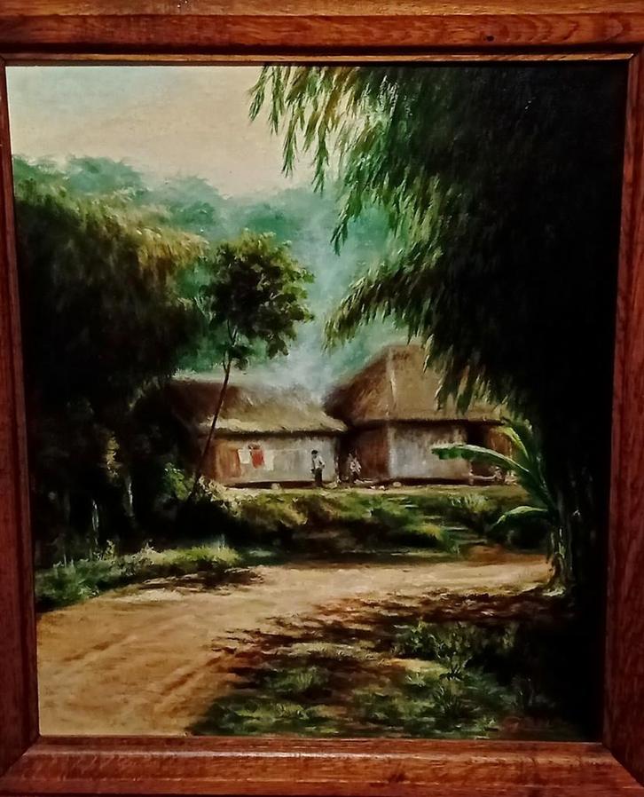 Indisch olieverf schilderij, Antiek en Kunst, Kunst | Schilderijen | Klassiek, Ophalen