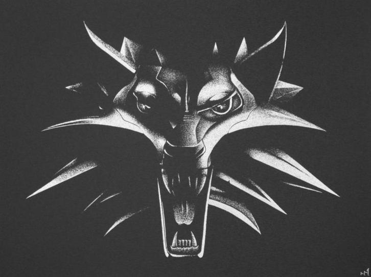 Witcher Afbeelding op een metalen plaat... Gravure Handwerk, Antiek en Kunst, Kunst | Schilderijen | Modern, Verzenden