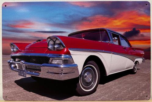 Ford Fairlane uit 1958 wandbord van metaal reclamebord deco, Verzamelen, Automerken, Motoren en Formule 1, Nieuw, Auto's, Verzenden