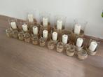 Bruiloftdecoratie: glazen kaarsenhouders + kaarsen, Ophalen, Gebruikt