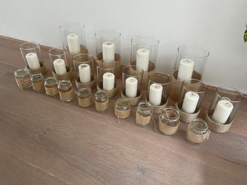 Bruiloftdecoratie: glazen kaarsenhouders + kaarsen beschikbaar voor biedingen