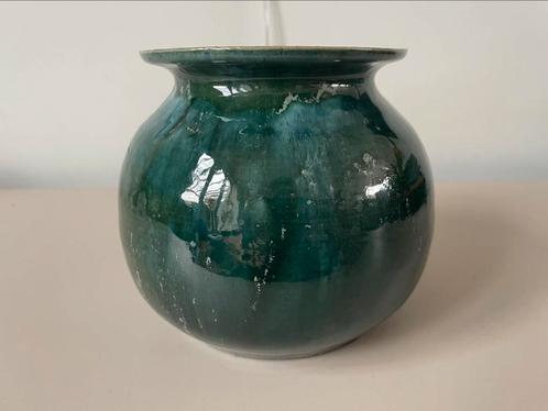 Ellen van Bendegom - vaas met groen turqoise stroomglazuur, Antiek en Kunst, Antiek | Vazen, Ophalen of Verzenden