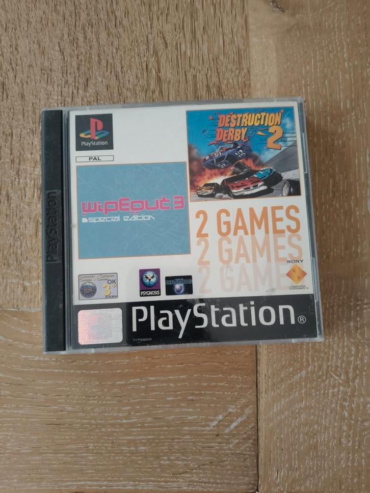 Destruction Derby 2 & Wipeout 3 - PlayStation, Spelcomputers en Games, Games | Sony PlayStation 1, Gebruikt, Racen en Vliegen