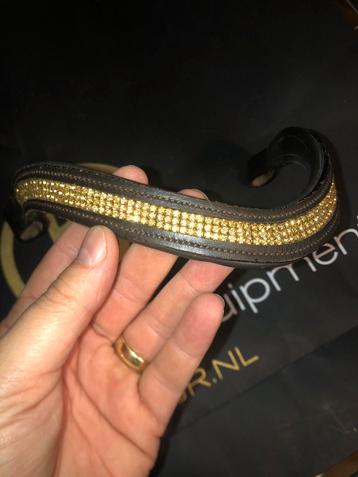 Donkerbruine Frontriem met Gouden Steentjes Mt Cob Bruin beschikbaar voor biedingen