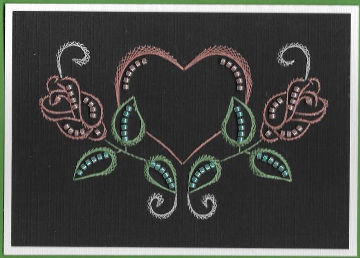 Geborduurde kaart met kraaltjes (glow in the dark) nr 200, Hobby en Vrije tijd, Kaarten | Zelfgemaakt, Nieuw, Overige thema's