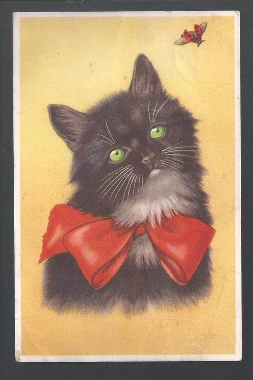 2995 Oude kunstkaart dieren poes poezen kat katten hondje, Verzamelen, Ansichtkaarten | Dieren, Gelopen, Hond of Kat, Verzenden