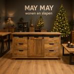 Dressoir 130cm schuifdeur en 6 laden mango Direct/Leverbaar